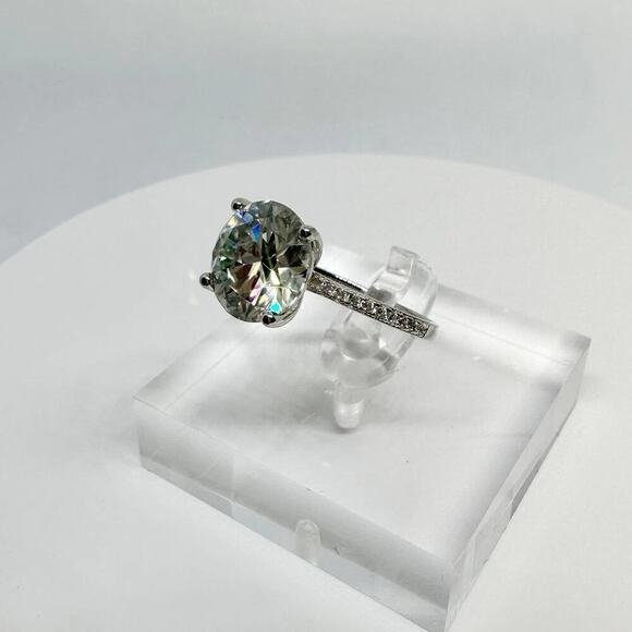 Moissanite Diamond Ring 5 Ct Engagement Wedding Round Cut Solitaire GRA Size 6 - Picture 3 of 11